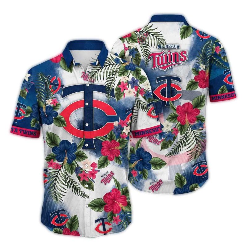 Minnesota Twins Flower Floral Vintage Hawaiian Shirt 1