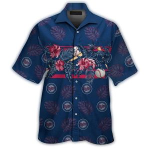 Minnesota Twins Flower Leafs Pattern Tropical Hawaiian Shirt