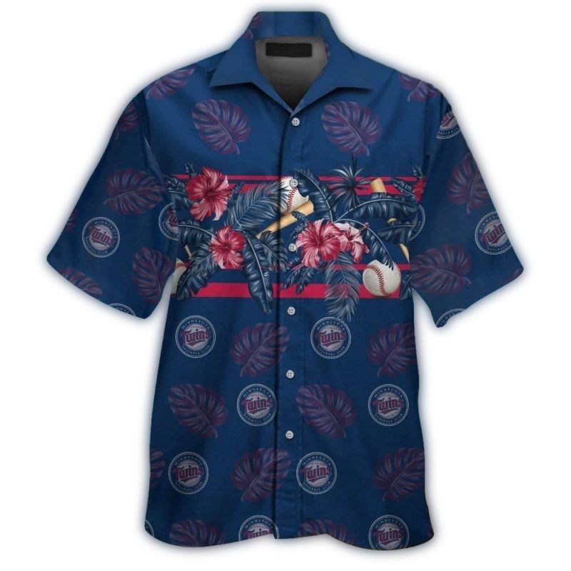 Minnesota Twins Flower Leafs Pattern Tropical Hawaiian Shirt 1