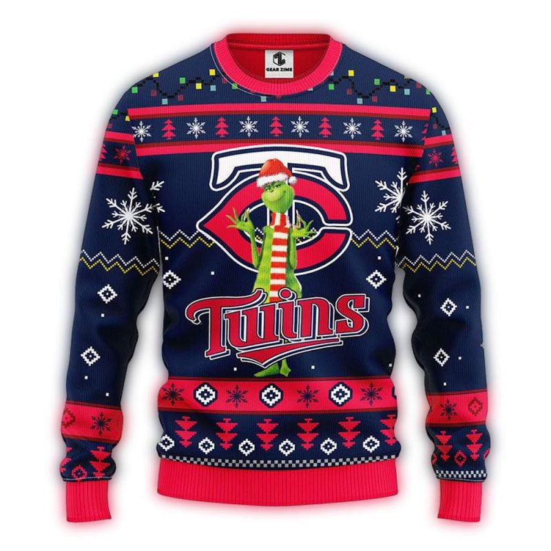 Minnesota Twins Funny Grinch Christmas Ugly Sweater 1