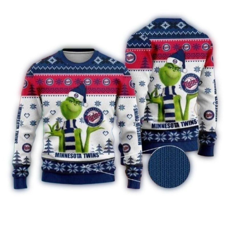 Minnesota Twins Grinch Festive Snowflake Ugly Sweater 1