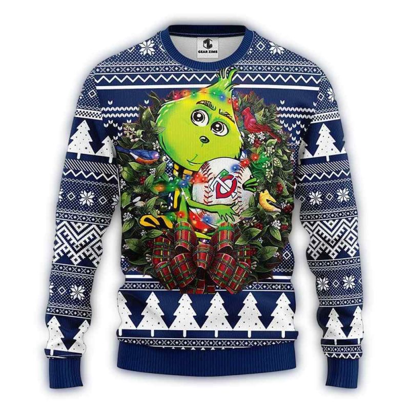 Minnesota Twins Grinch Hug Christmas Ugly Sweater 1