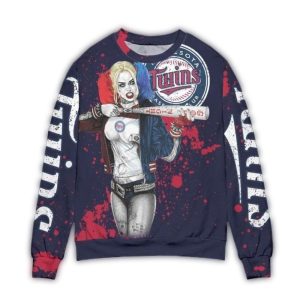Minnesota Twins Harley Quinn Inspired Ugly Christmas Sweater