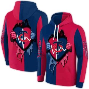 Minnesota Twins Heartbeat Graphic All-over Print Hoodie