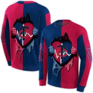 Minnesota Twins Heartbeat Graphic All-over Print Sweatshirt