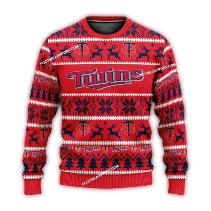 Minnesota Twins Holiday Reindeer Knitted Ugly Sweater 1