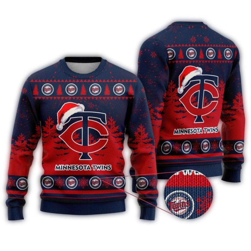 Minnesota Twins Logo Hat Christmas Ugly Sweater 1