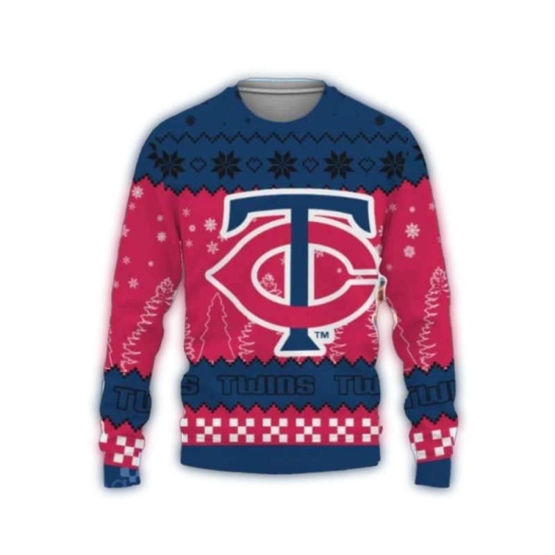 Minnesota Twins Logo Pattern Christmas Ugly Sweater 1