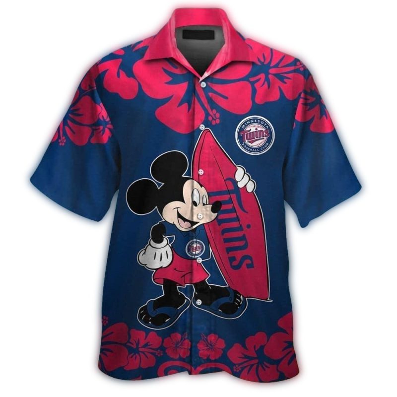 Minnesota Twins Mickey Mouse Flower Hawaiian Shirt 1
