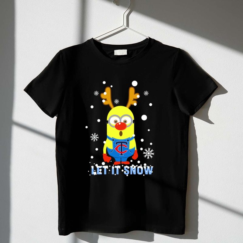 Minnesota Twins Minion Reindeer Let It Snow Xmas T Shirt t shirt 1 1