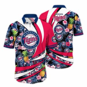 Minnesota Twins Pineapple Floral Flower Pattern Hawaiian Shirt