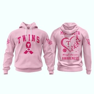 Minnesota Twins Pink Breast Cancer Awareness All-over Print Hoodie