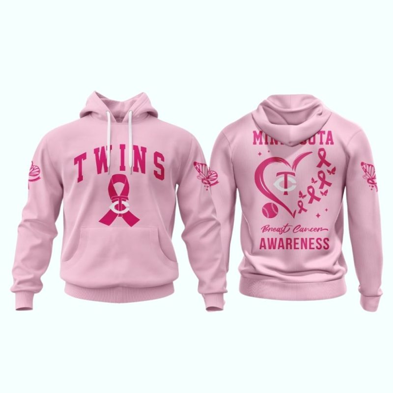Minnesota Twins Pink Breast Cancer Awareness AOP Hoodie 1