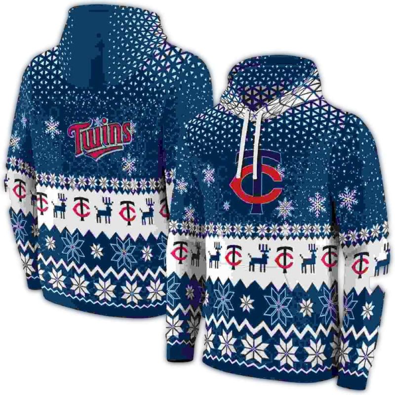 Minnesota Twins Reindeer Motif AOP Hoodie 1