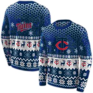 Minnesota Twins Reindeer Motif All-over Print Sweatshirt