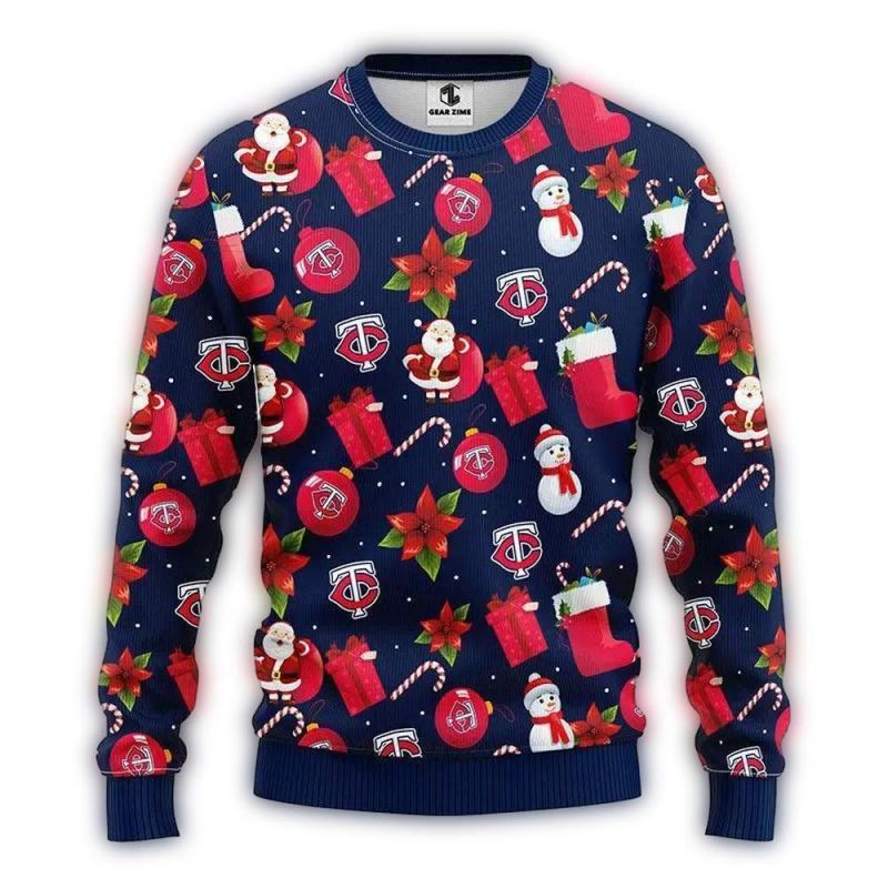 Minnesota Twins Santa Claus Snowman Ugly Sweater 1