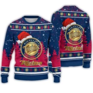 Minnesota Twins Ugly Christmas Sweater With Santa Hat Logo