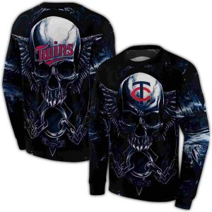 Minnesota Twins Skull Artwork All-over Print Sweatshirt