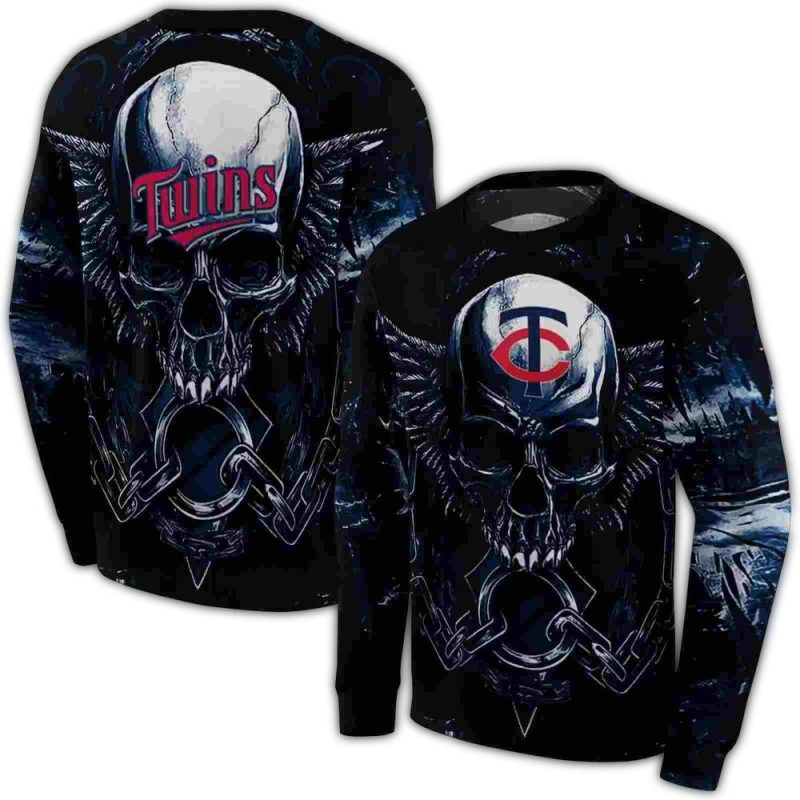 Minnesota Twins Skull Artwork AOP Sweatshirt 1