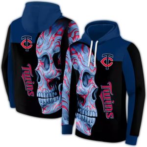 Minnesota Twins Skull Motif All-over Print Hoodie