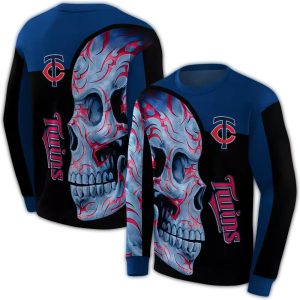 Minnesota Twins Skull Motif All-over Print Sweatshirt