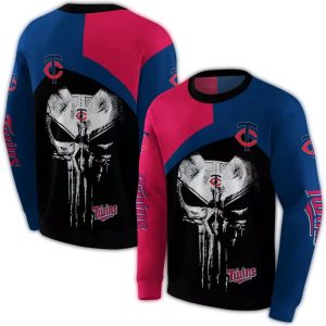 Minnesota Twins Skull Punisher All-over Print Sweatshirt