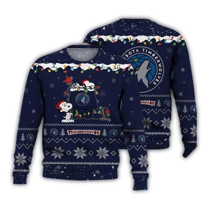 Minnesota Twins Snoopy Christmas Light Woodstock Holiday Ugly Sweater 1