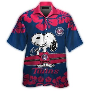 Minnesota Twins Snoopy Floral Flower Hawaiian Shirt