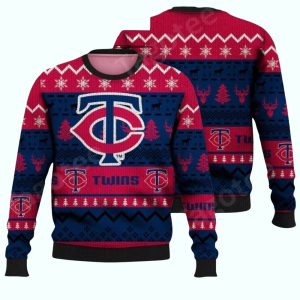 Minnesota Twins Christmas Ugly Sweater With Snowflake Reindeer Design