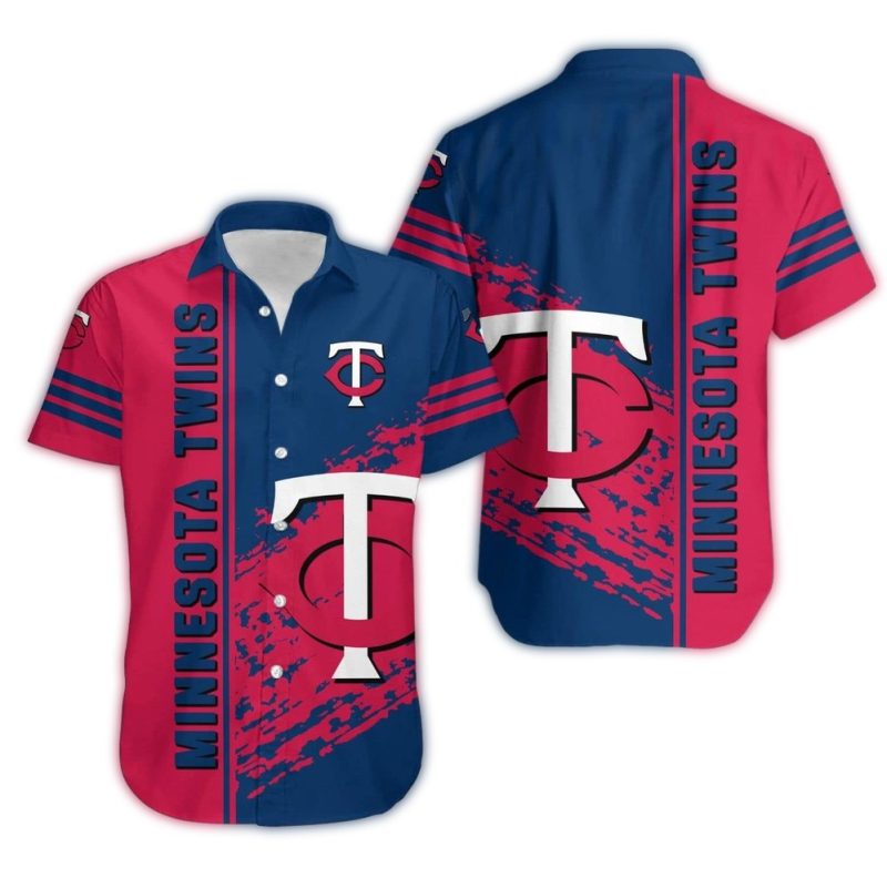 Minnesota Twins Stripes Grunge Hawaiian Shirt 1