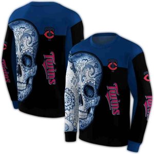 Minnesota Twins Sugar Skull All-over Print Sweatshirt