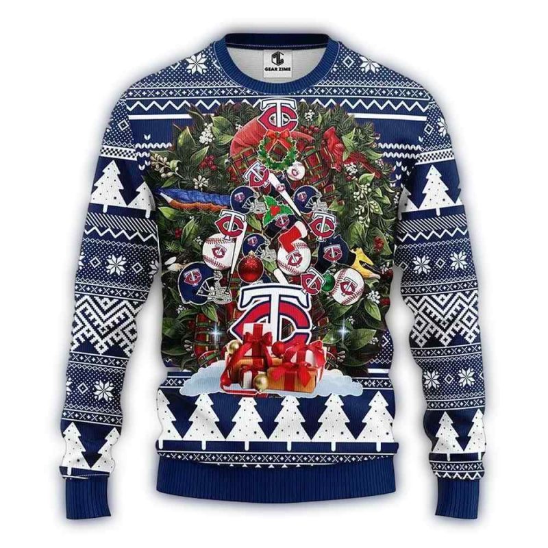 Minnesota Twins Tree Christmas Ugly Sweater 1