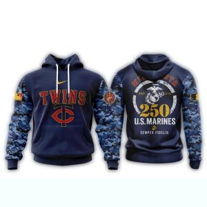 Minnesota Twins Usmc 250Th Birthday All-over Print Hoodie