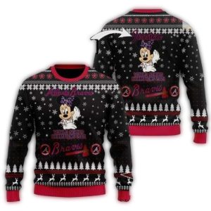Personalized Minnie Mouse Atlanta Braves World Series Champion Sweater