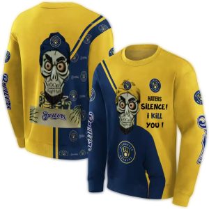 Milwaukee Brewers Achmed Skull All Over Print Sweatshirt