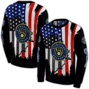 Milwaukee Brewers American Pride All Over Print Sweatshirt