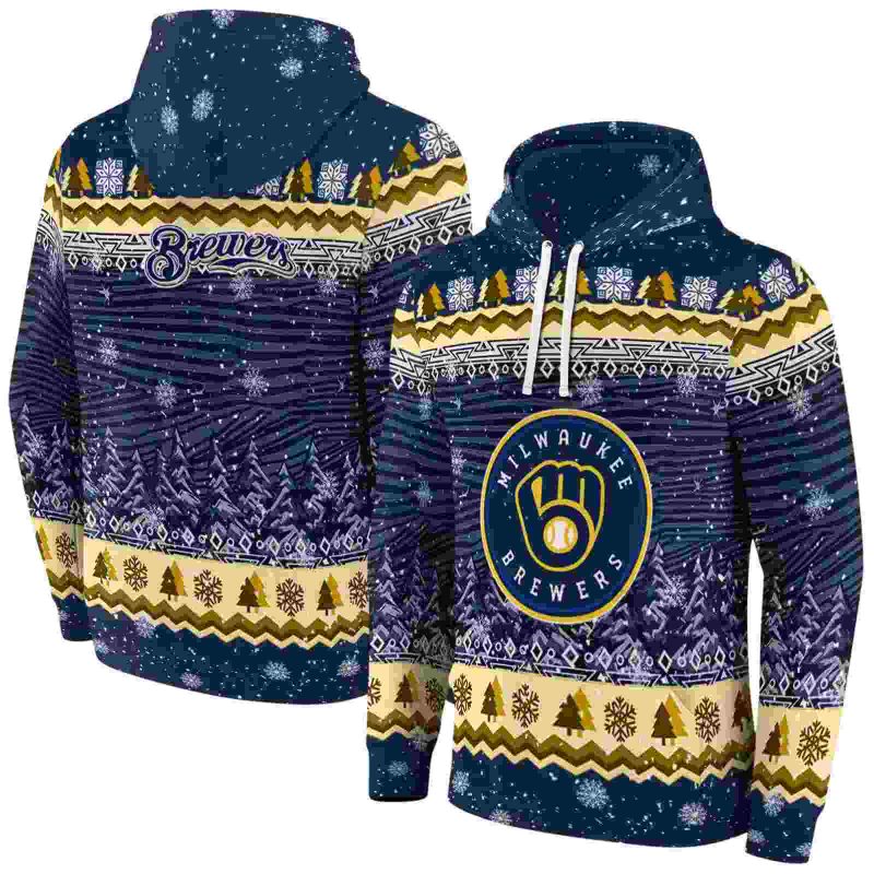 Miwaukee Brewers Christmas Trees AOP Hoodie 1