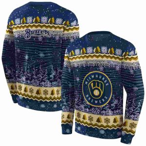 Milwaukee Brewers Christmas Trees All Over Print Sweatshirt