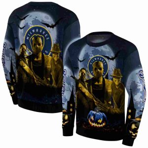 Milwaukee Brewers Friends Horror Halloween Vibes All Over Print Sweatshirt