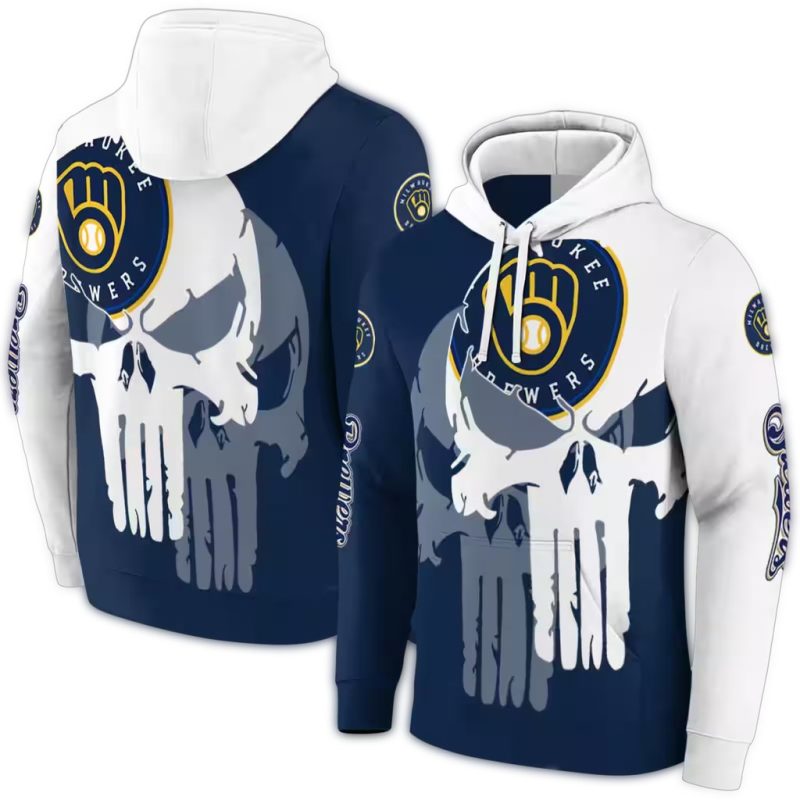 Miwaukee Brewers Graphic Punisher Skull AOP Hoodie 1
