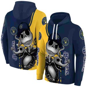 Milwaukee Brewers Jack Skellington And Zero All Over Print Hoodie
