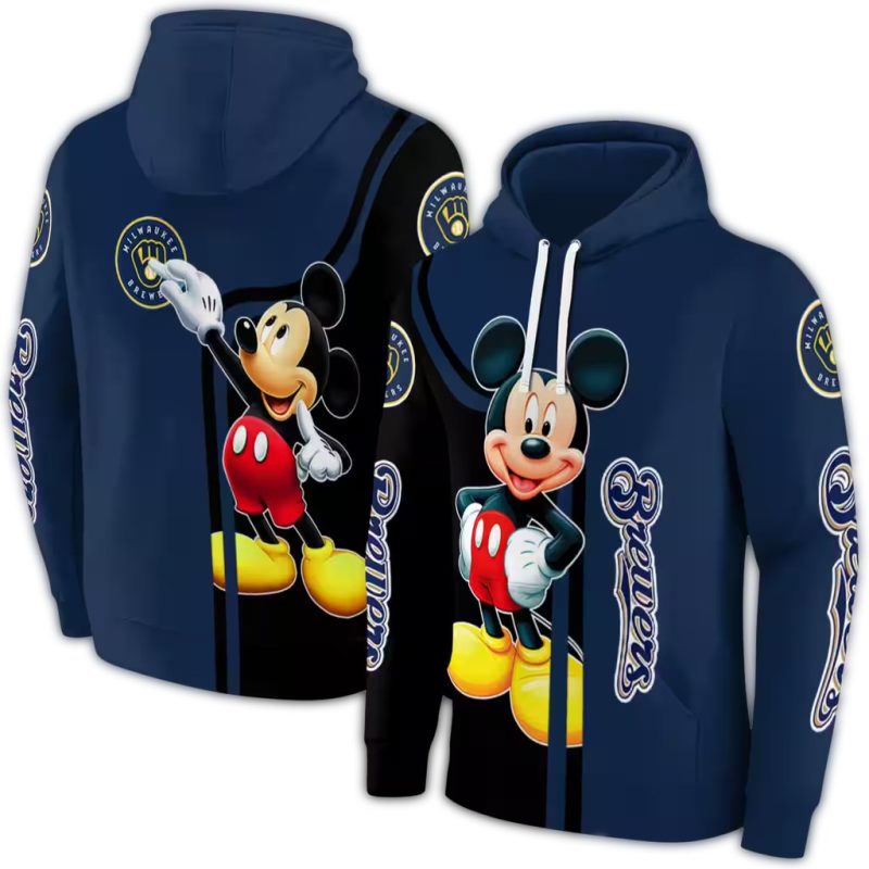 Miwaukee Brewers Mickey Mouse AOP Hoodie 1
