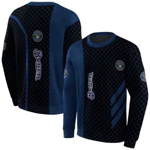 Milwaukee Brewers Monogram Pattern All Over Print Sweatshirt