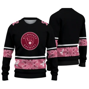 Milwaukee Brewers Pink Ribbon Black Pink Ugly Sweater