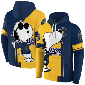 Milwaukee Brewers Playful Snoopy All Over Print Hoodie