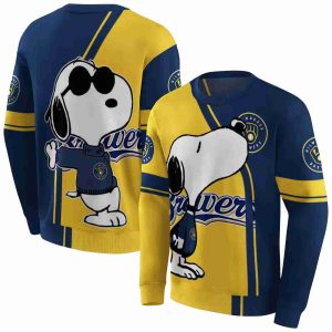 Milwaukee Brewers Playful Snoopy All Over Print Sweatshirt