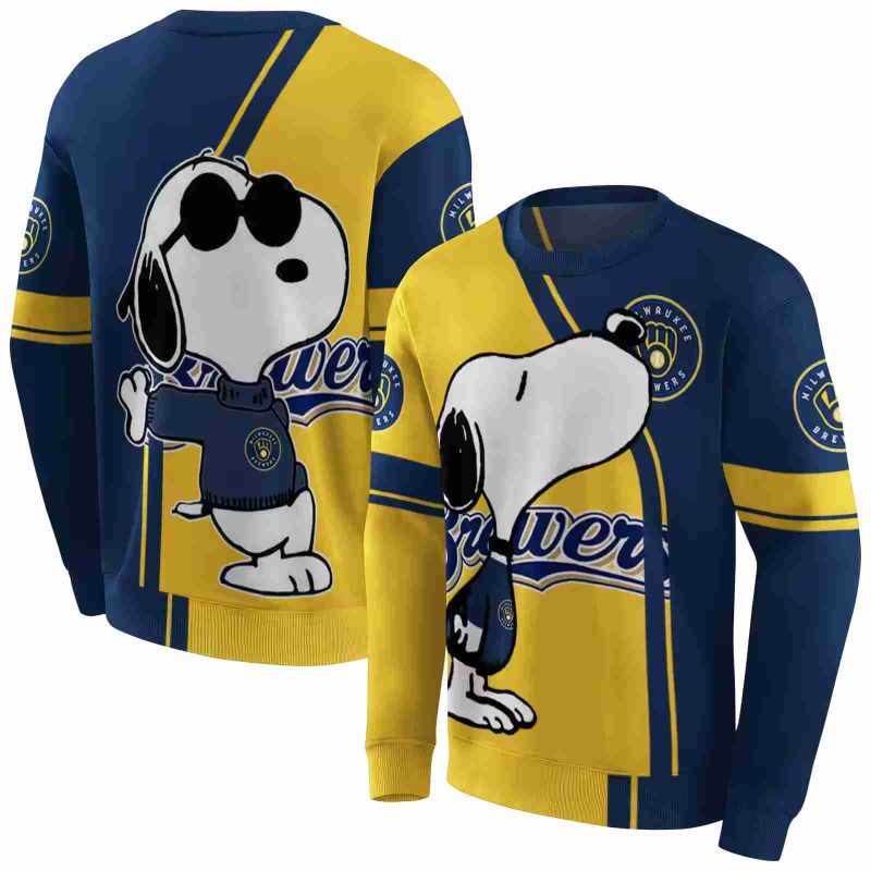 Miwaukee Brewers Playful Snoopy AOP Sweatshirt 1