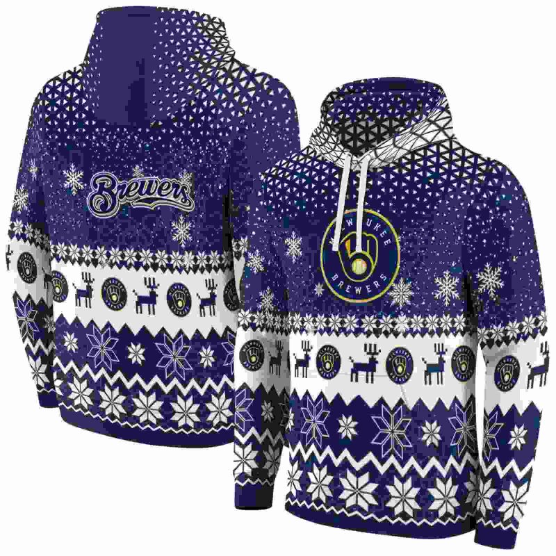 Miwaukee Brewers Reindeer Motif AOP Hoodie 1