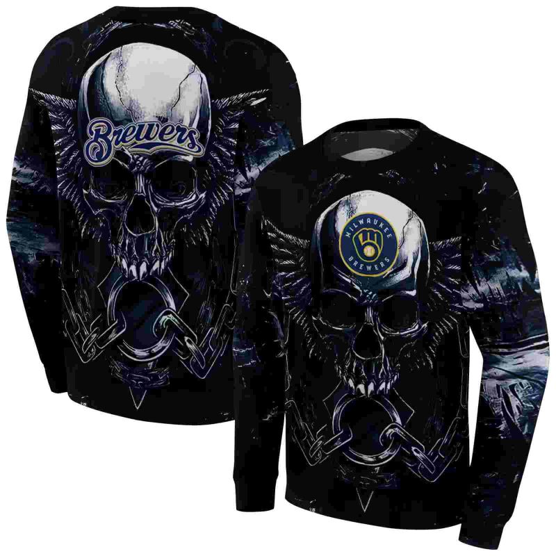 Miwaukee Brewers Skull Artwork AOP Sweatshirt 1