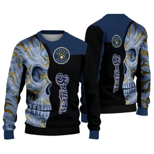 Milwaukee Brewers Skull Swirl Ugly Sweater